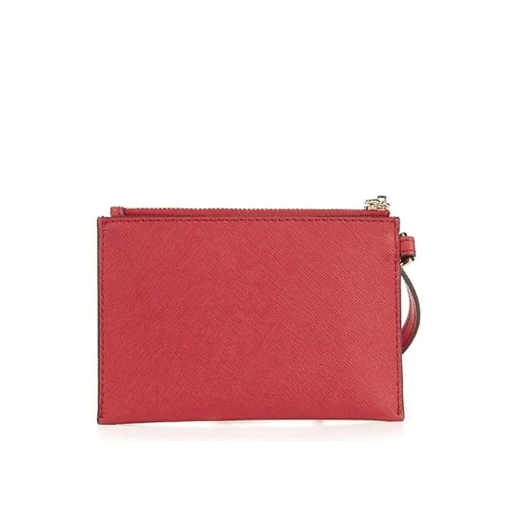 New! MICHAEL KORS Karla Red Leather Small Wristlet With Gift Box